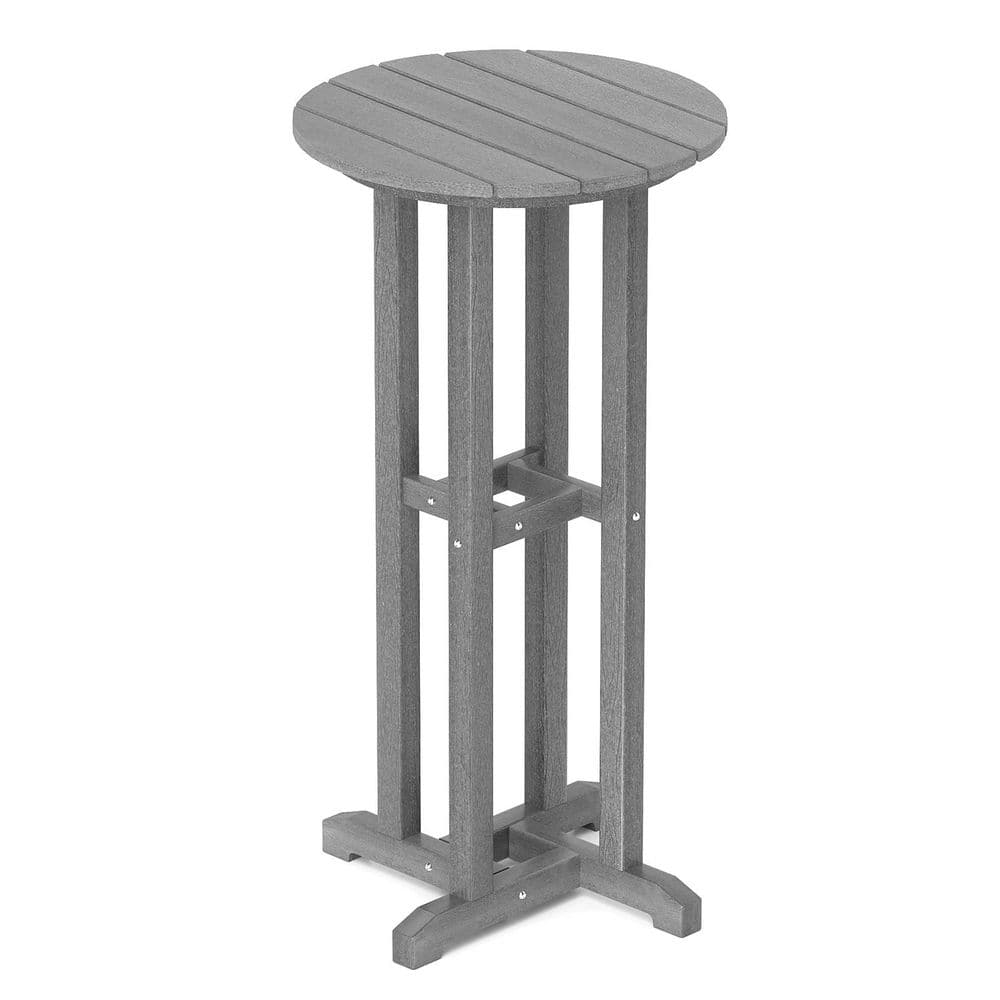 21.5 in. Round Bar Table Patio HDPE Bar Height Dining Table with Slatted Tabletop-Gray price history on PriceWatchPro