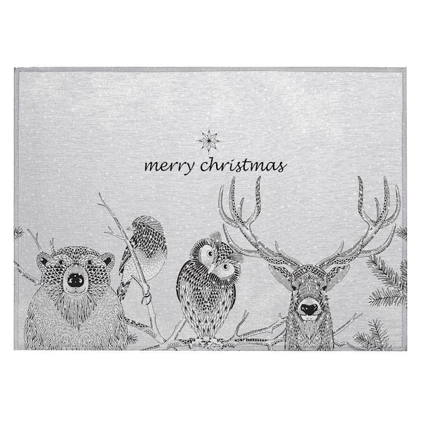 Cozy Winter 1 ft. 8 in. x 2 ft. 6 in. Gray Indoor/Outdoor Washable Area Rug