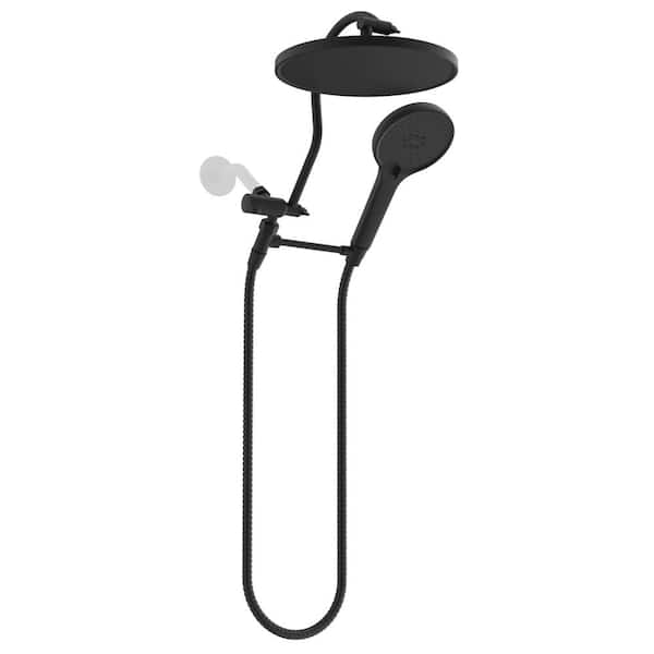 Hibbent Self Cleaning 3-Spray 10 in. Dual Wall Mount Fixed and Handheld Shower Head 1.8 GPM in Matte Black Finish