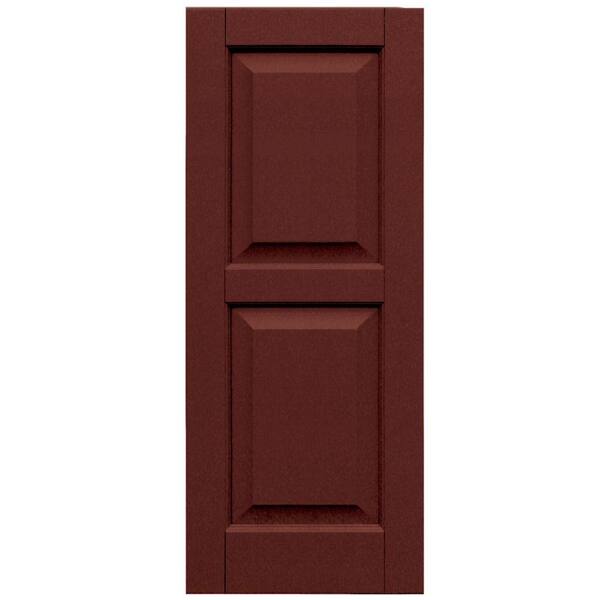 Winworks Wood Composite 15 in. x 37 in. Raised Panel Shutters Pair #650 Board and Batten Red