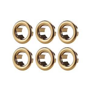 1.2 in. Sink Basin Trim Overflow Cover Plastic Insert in Hole Round Caps in Gold (6-Pack)
