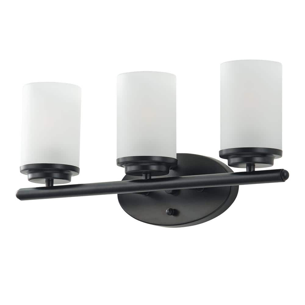 Modern 19.09 in. 3-Light Matte Black Bathroom Vanity Light Wall Sconces Ove