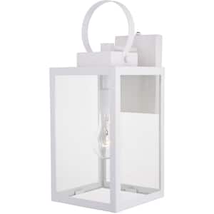 Medinah 1 Light Dusk to Dawn White Outdoor Wall Lantern Clear Glass