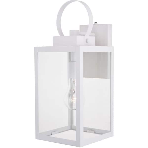 VAXCEL Medinah 1 Light Dusk to Dawn White Outdoor Wall Lantern Clear Glass