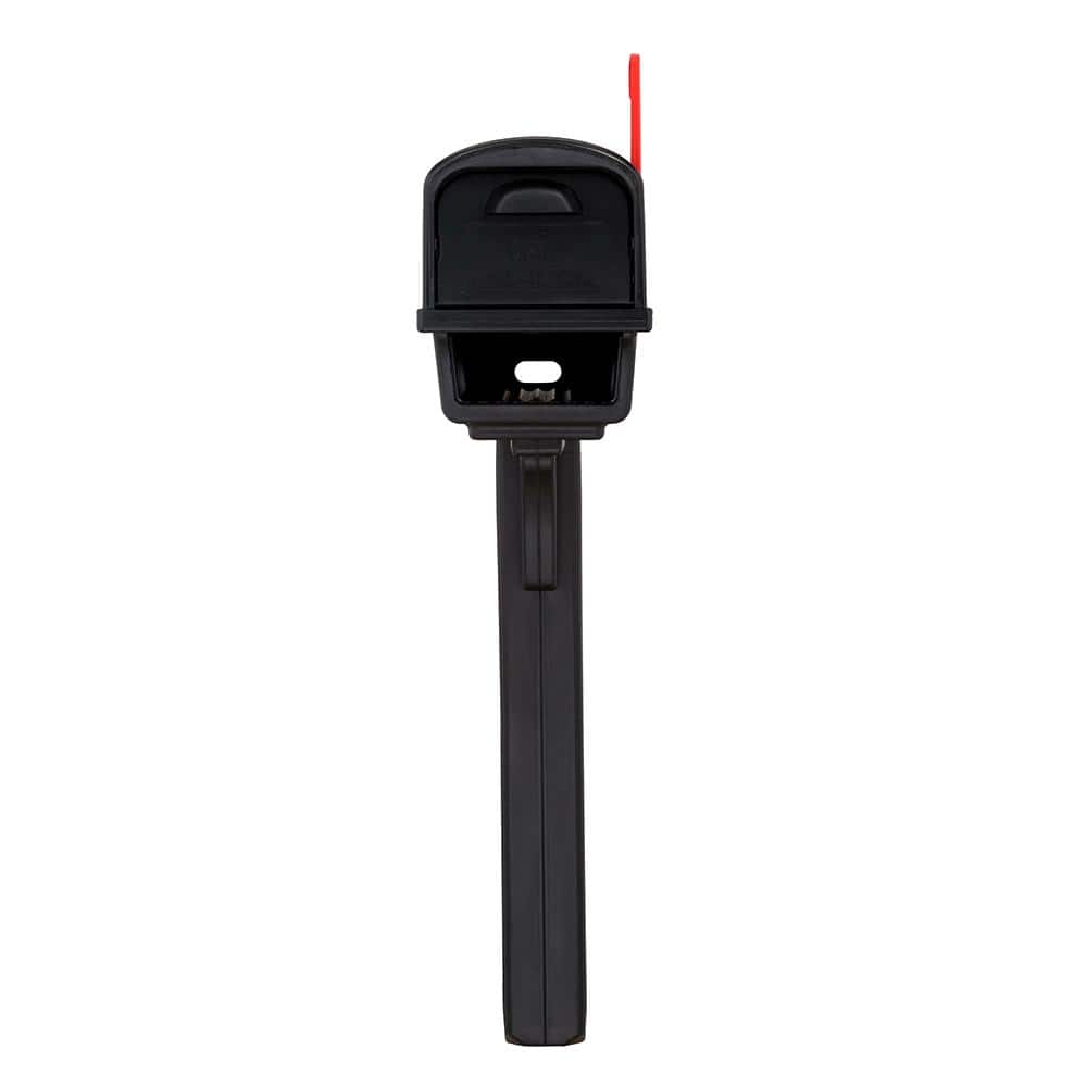Large Black Plastic Post Mount Mailbox with Rear Access