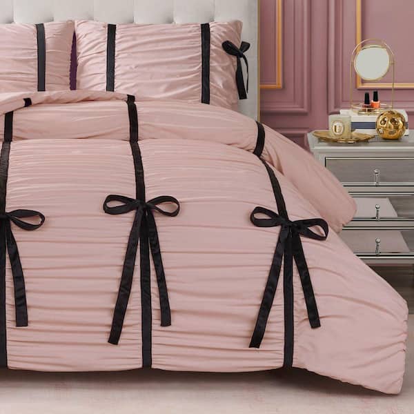 TenderSweet ダブルカバーセット ピンク フレンチスウィート JUICY COUTURE Amelie Bows 2-Piece Light Pink Novelty Microfiber