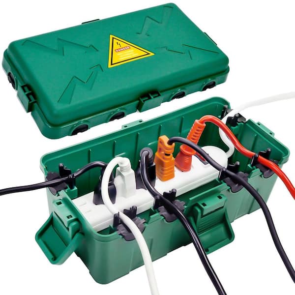 Vrbgify Weatherproof Outdoor Electrical Connectio Box with 6-Cable Entry, IP54 Waterproof Extension Cord Cover Protect, Green