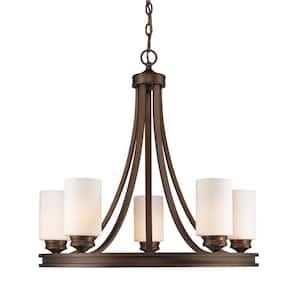 Holborn Collection 5-Light Bronze Opal Shade Chandelier