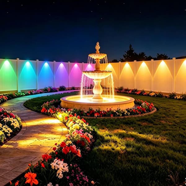 Smart RGBIC 24 Bulbs 150 ft. Outdoor Plug-in Integrated LED Puck String Light, Fence Light w/ APP/Remote for Yard, Patio