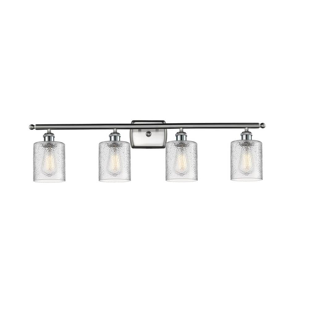 Cobbleskill 36 in. 4-Light Brushed Satin Nickel Vanity Light with Glass Shade price history on PriceWatchPro