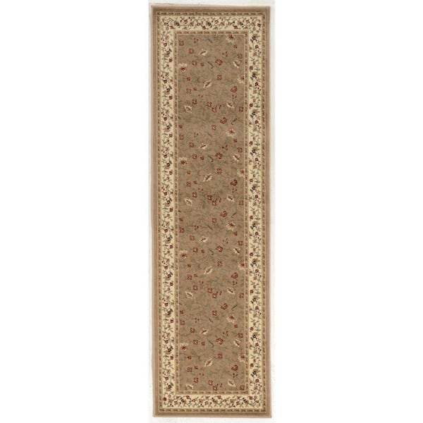 Como Beige 2 ft. x 8 ft. Traditional Floral Area Rug