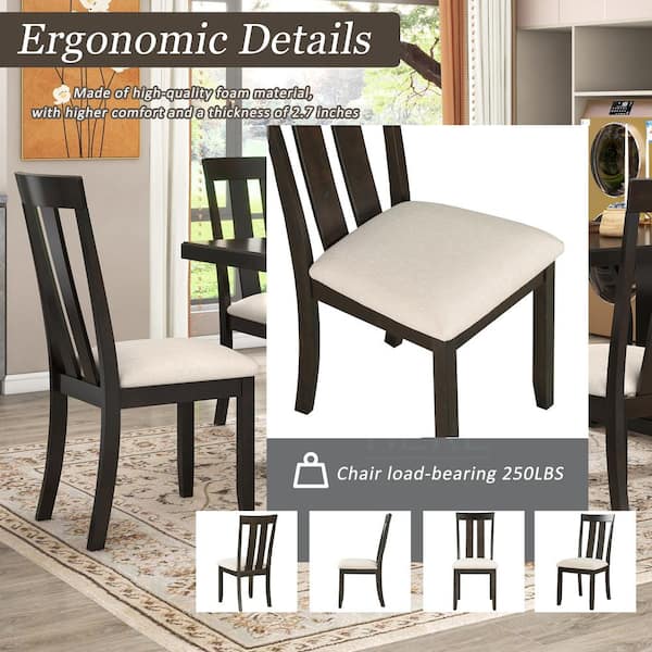 GOJANE Espresso Soft Fabric Dining Chairs with Seat Cushions and Curved  Back (Set of 4) WF291209LWYAAP - The Home Depot