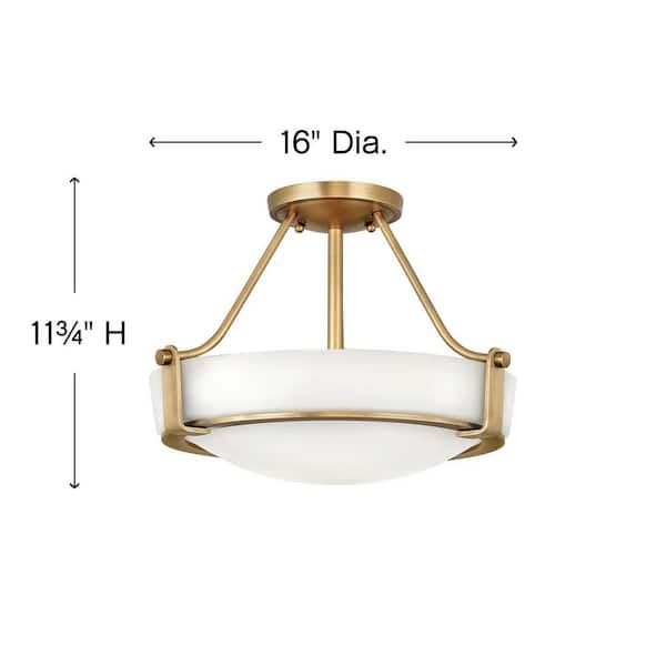 HINKLEY - Hathaway 16 In. 3-Light Heritage Brass Semi-Flush Mount