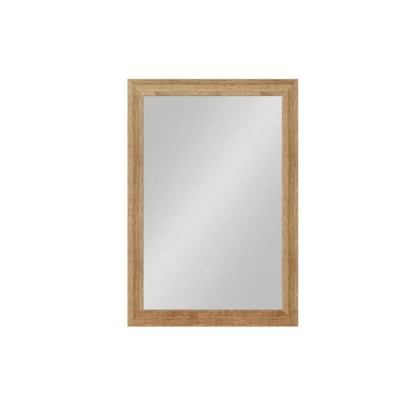 Unbranded 32 in. x 21 in. Farmhouse Rectangle Framed Brown Vanity Mirror