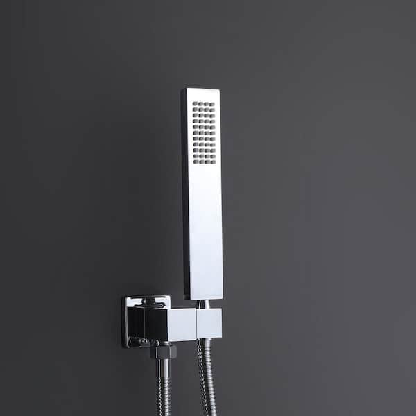 3-Spray 10 in. Wall Mounting Dual Shower Head and Handheld Shower Head Flow Rate 1.8 GPM in Chrome