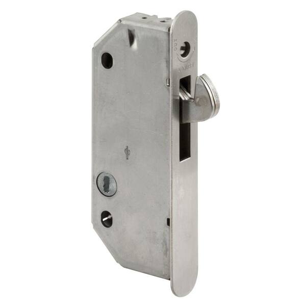 Prime-Line Sliding Door Mortise Lock, Vertical Keyway, Stainless Steel