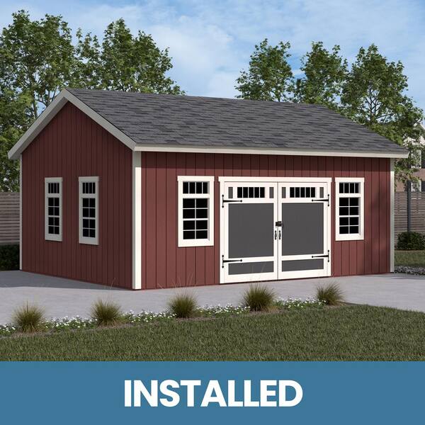 Professionally Assembled Vertex 20 ft. x 16 ft. Multi-purpose Wood Storage Shed-Driftwood Shingles (320 sq. ft. )