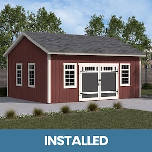 Professionally Installed Vertex 20 ft. x 16 ft. Outdoor Wood Storage Shed with Autumn Shingles (320 sq. ft. )