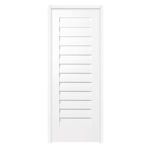 30 in. x 80 in. Shadow Louver Solid Core White Primed Smooth Wood Interior Door Slab