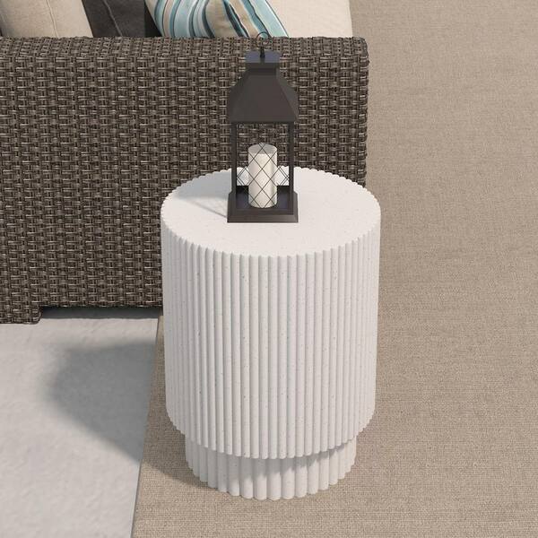White 15.2 in. H-shaped Coffee Table, Nordic Style Magnesium