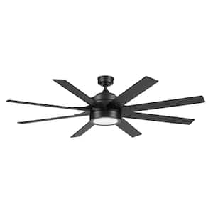 Xerxes 62 in. Indoor Black Color Changing LED Modern Ceiling Fan with Remote Control and Dual Finish Blades