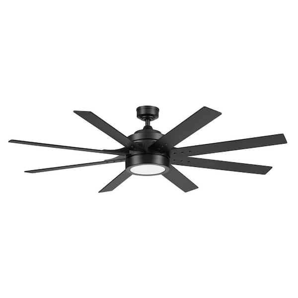 Honeywell Xerxes 62 in. Indoor Matte Black Color Changing LED Modern Ceiling Fan with Remote Control and Dual Finish Blades