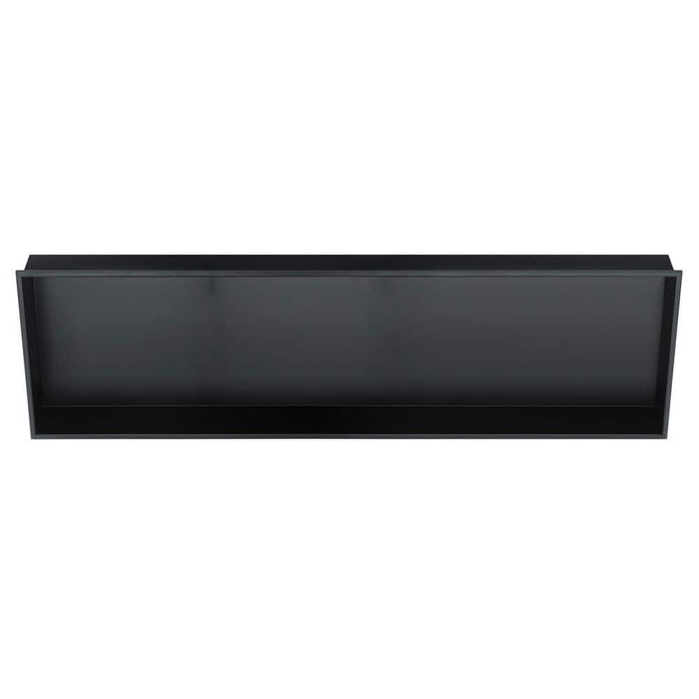 48" Matte Black Steel Recessed Shower Shelf
