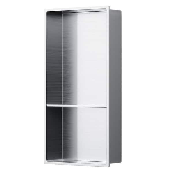 13 in. W x 19 in. H x 4 in. D Bathroom Shower Niche Standard Niche Over Mount Installation in Brushed Nickel