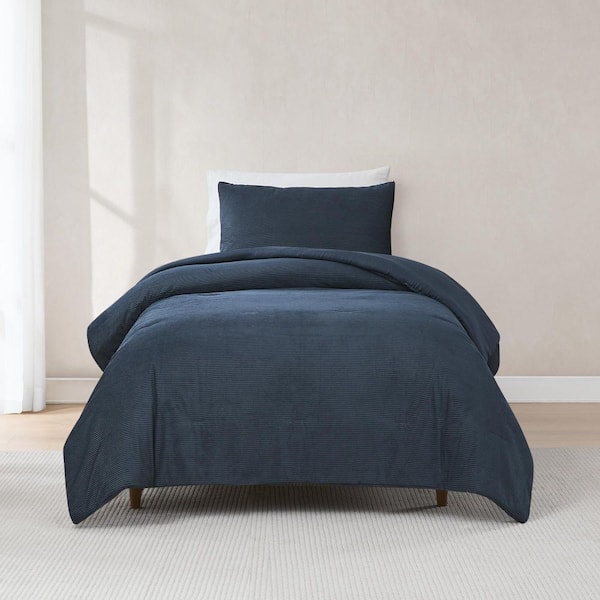 Arden Ribbed Corduroy 2-Piece Navy Velvet Twin/Twin-XL Comforter Set