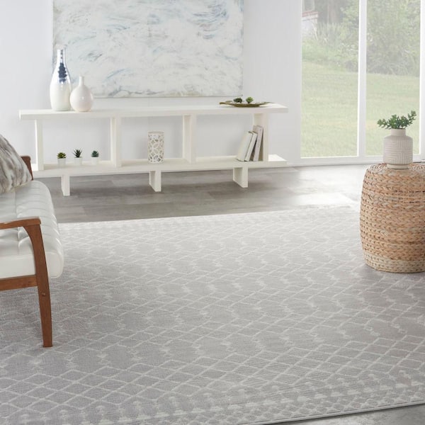 Whimsicle Grey 8 ft. x 10 ft. Geometric Bohemian Area Rug