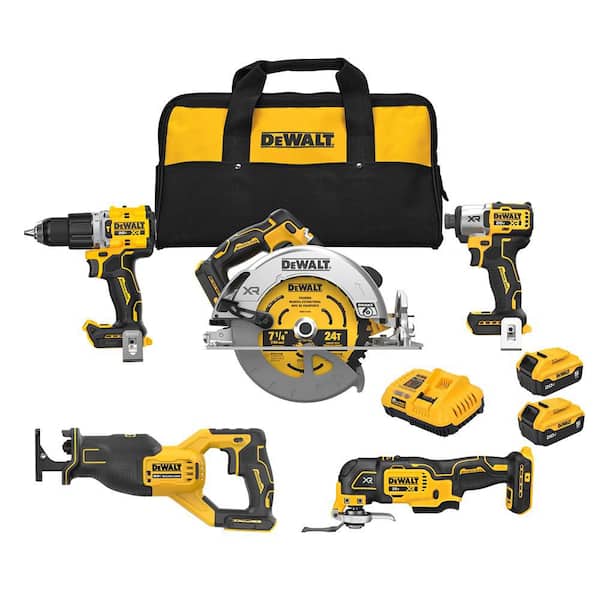 DEWALT 20V Lithium-Ion Cordless 5-Tool Combo Kit with (2) 5.0 Ah