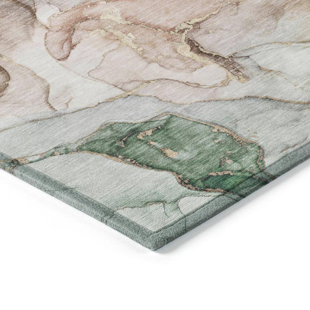 Beige and Multicolor Synthetic Washable Rectangular Area Rug