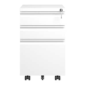 14.57 in D x 23.62 in H x 17.32 in W Assembled Open Cube Organizer Rolling File Cabinet with Lock in White