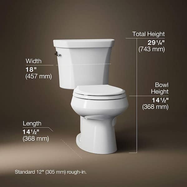 Wellworth 12 in. Rough In 2-Piece 1.1 GPF Dual Flush Round Toilet in White Seat Not Included