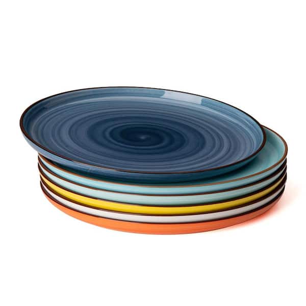 7.4 Inch Porcelain Dessert Plates Set of 6 with Vibrant Gradient Colors and Stackable Round Design