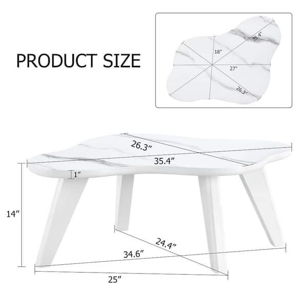 Modern 35.4 in. White Specialty Wood Coffee Table