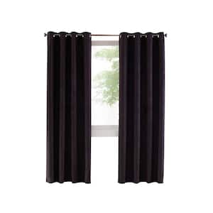 Navar Black Polyester Faux Seude 54 in. W x 63 in. L Grommet Indoor Blackout Curtain (Single Panel)