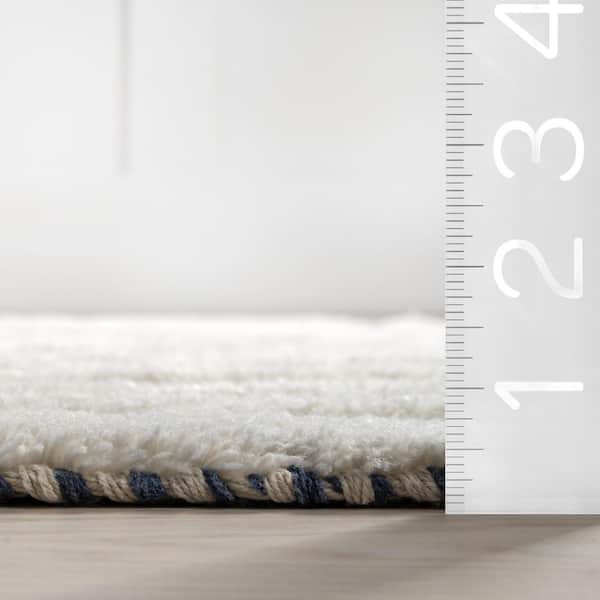 Merrick Tasseled Cotton and Wool Blue 4 ft. x 6 ft.  Indoor/Outdoor Patio Area Rug