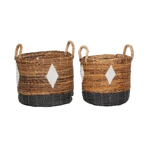 Small Wicker Baskets, Handwoven Baskets for Storage, Seagrass Rattan Baskets  with Wooden Handles, 2-Pack PUPMRW - The Home Depot