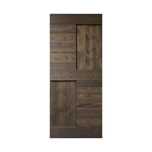 COAST SEQUOIA INC S Series 36 in. x 84 in. Smoky Grey Knotty Pine Wood Barn Door Slab
