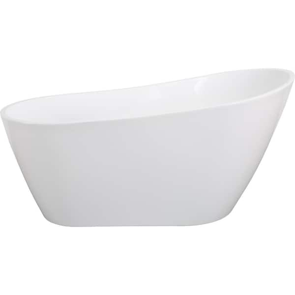 Xzkai 59 in. x 30.75 in. Soaking Bathtub in Matte White with Drain, cUPC Certified