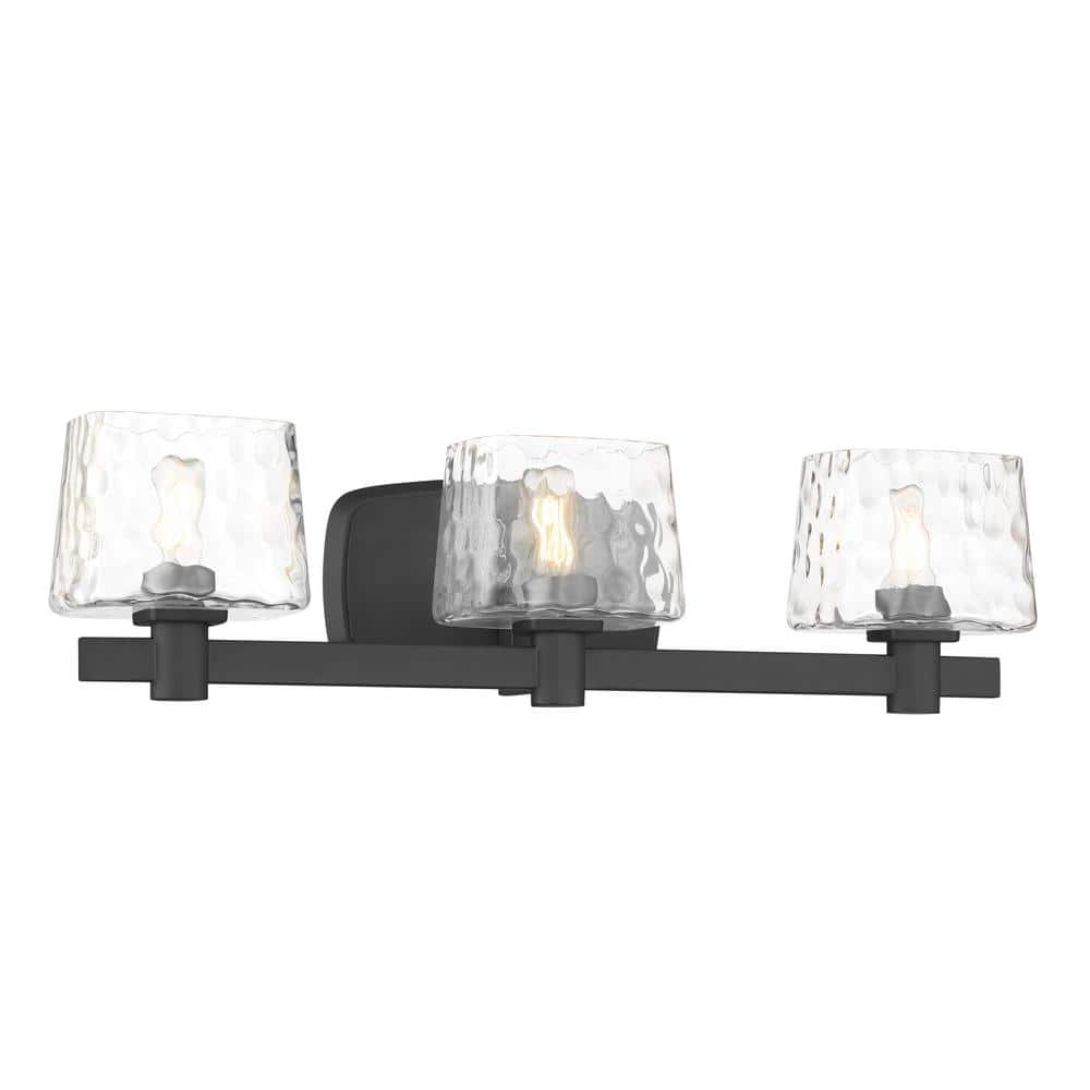Drysdale 23.5 in. 3-Light Coal Black Vanity Light with Clear Hammered Glass Shades price history on PriceWatchPro