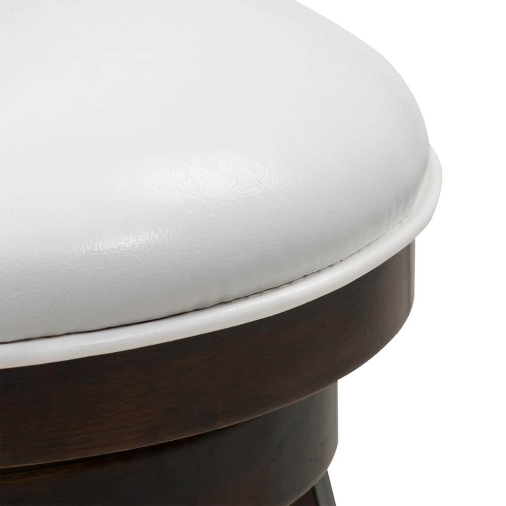 Elegant Woodgrove High Back Swivel Barstool Set, Cappuccino and White