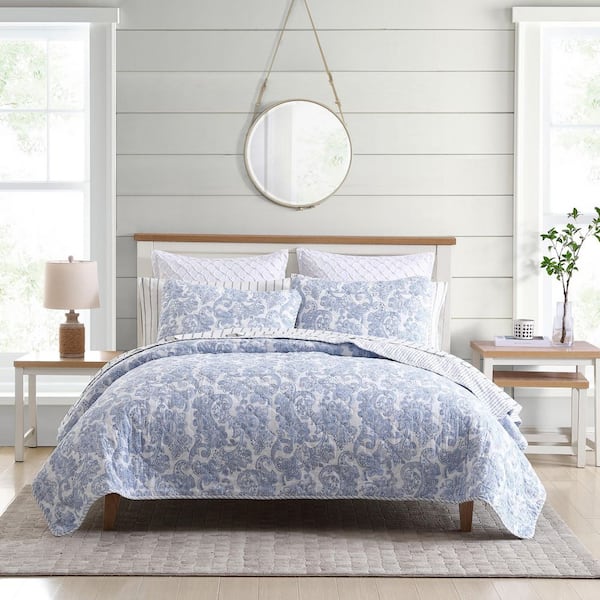 Field Of Paisley 2-Piece Blue Cotton Twin Quilt Set