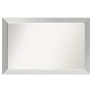 Brushed Sterling Silver 40 in. x 26 in. Custom Non-Beveled Wood Framed Bathroom Vanity Wall Mirror