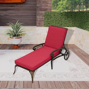 Antique Bronze 3-Piece Cast Aluminum Outdoor Lounge Chair Set with Red Cushion and Table