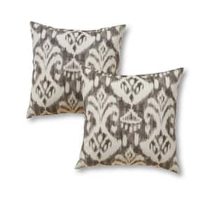 Graphite Ikat Square Outdoor Throw Pillow (2-Pack)