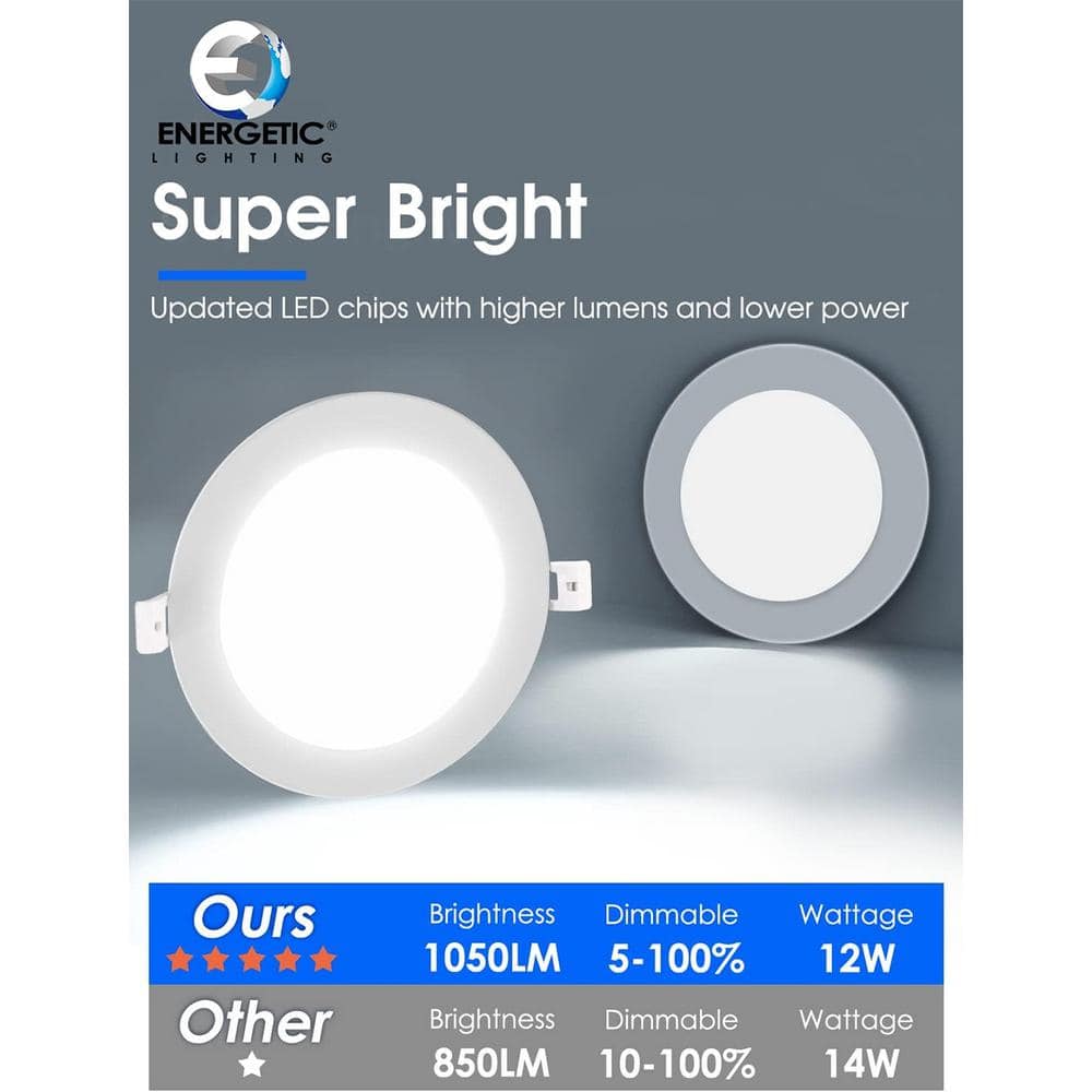 Ultra-Thin White Aluminum 6-Inch LED Recessed Ceiling Light, 6-Pack