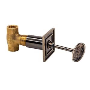 Univ Squ Gas Vlv Flange - 3" Antique Brass Key ( 1/2" 3-step strt Vlve - 3/4" throat - 1/2" line Connect)