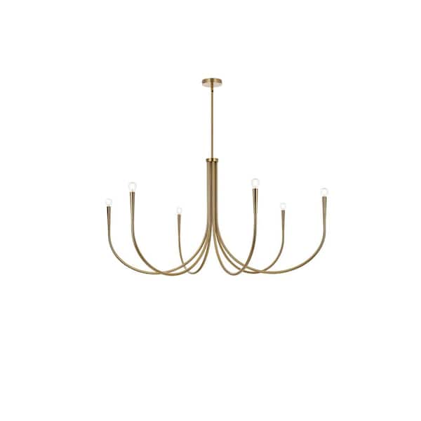 Unbranded 55 in. Home Living 6-Light Gold Chandelier with no Bulbs Included